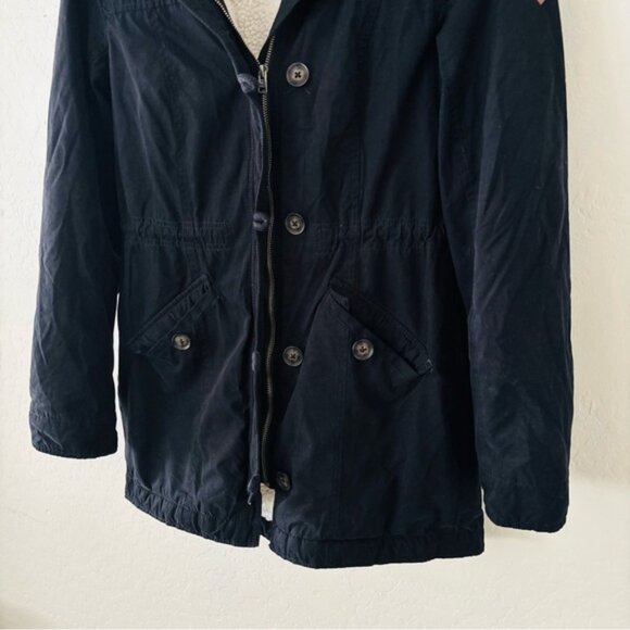 Hollister Women’s Black Utility Jacket with Cream Sherpa Lining Small Winter - Picture 5 of 8